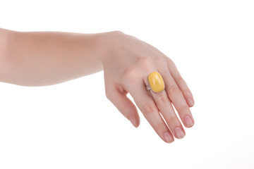 Woman hand and ring.