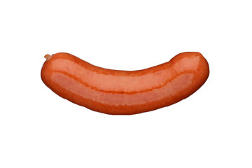 A view of a grilled sausage isolated on white background