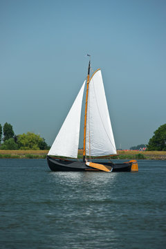 Lonely traditional netherlands sailing boat