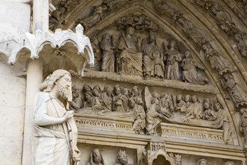 france,amiens,cathédrâle : façade occidentale, portail de la vie
