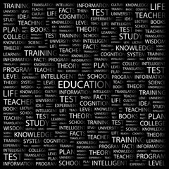 EDUCATION. Word collage on black background.