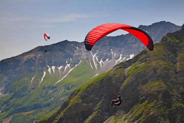 Paragliding in swiss alps