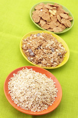 Breakfast cereal in plates