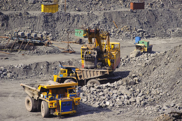 Extraction of Iron Ore in Pit.