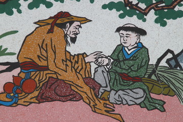 art painting on wall of Wang Grood Shrine, Sa Tuk, Buriram