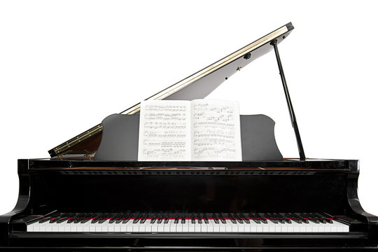 Baby Grand Piano against a White Background
