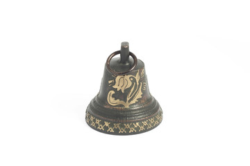 Small bronze handbell on white