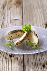 Herb coated cheese