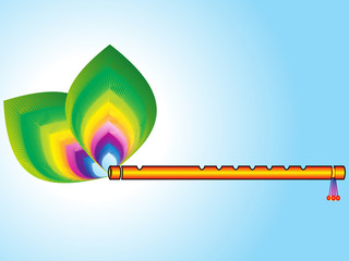 abstract indian flute with peacock feather © pathakdesigner