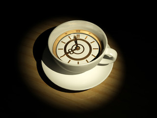Cup with clock. Eight o'clock