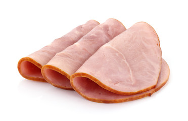Three slices of baked ham
