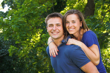Loving couple having fun in the nature