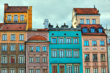 Fototapeta na wymiar Obraz HDR starych warszawskich domów