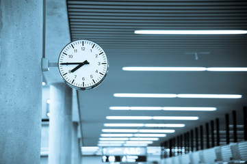 Public Clock In Airport With Copyspace