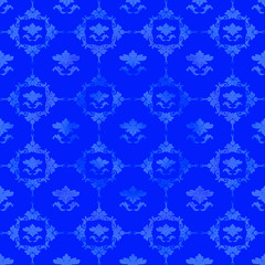 Blue pattern with floral decorations