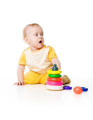 Little boy with a pyramid