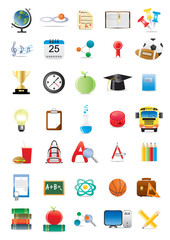 Vector illustration of collection of several educational icons