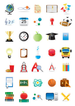 Vector illustration of collection of several educational icons