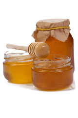 glass pots of honey