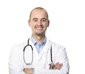 smiling doctor isolated on white