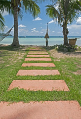 Pathway to the beach of a tropical island in Thailand