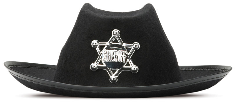 childrens sherriff dressing up hat on a white background