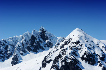 Snowy mountain peaks