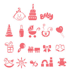 set of icons - baby girl