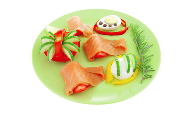 salmon on green