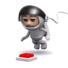 Crédence de cuisine en verre imprimé Cosmos L& 39 astronaute 3d veut appuyer sur le bouton
