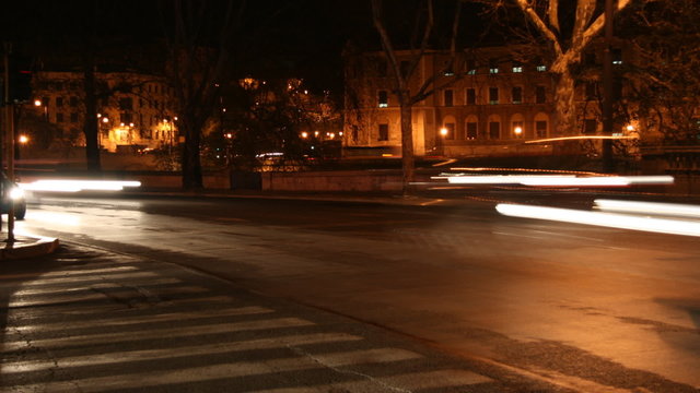 Night traffic in Rome