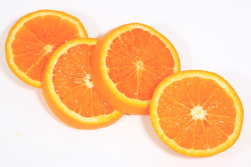 Sliced orange look very fresh on white background