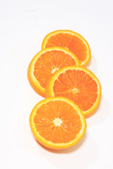 Fototapeta na wymiar Sliced orange look very fresh on white background