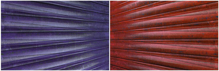 Red and blue corrugated iron background set