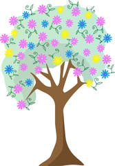 Colorful pastel flower tree vector illustration