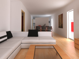 salotto rendering 3d