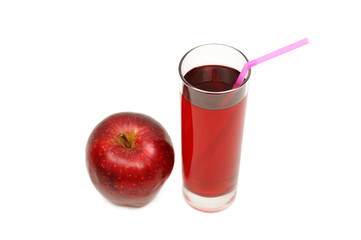 Glass with juice and apple