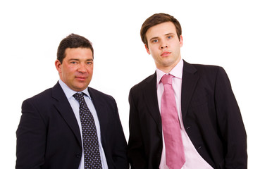 two business men portrait, isolated on white