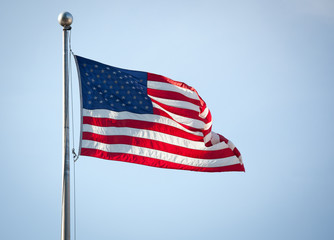 American flag on wind