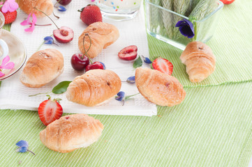 Breakfast. croissant with berries