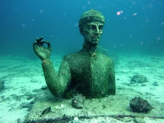 Abwaschbare Fototapete Historisches Monument Statue von Kommandant Cousteau