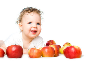 Fototapeta premium babe with apples