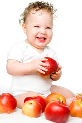 Fototapeta na wymiar babe with a red apple
