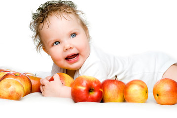 Fototapeta premium babe with apples