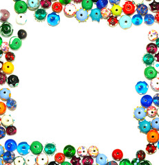 Fototapeta na wymiar glass beads forming a border - frame, with white for text