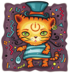 Funny tiger in top hat