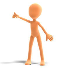 symbolic 3d male toon character show us the direction. 3D render