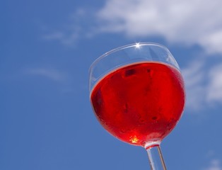 Glass of rose wine
