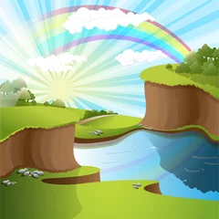 Rugzak rivier en regenboog © Brux