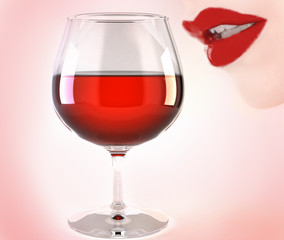 wine glass and lips
